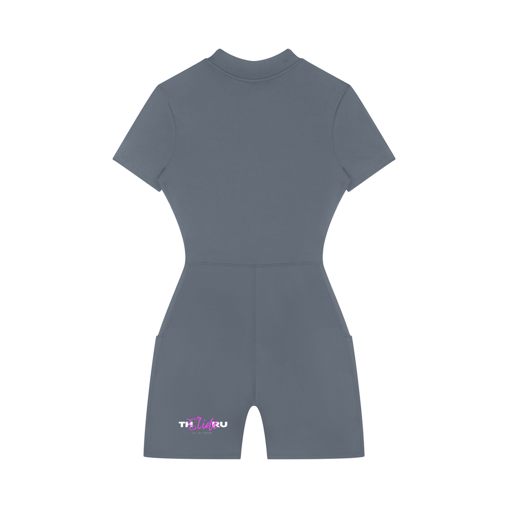 Women's Quarter-Zip Short Sleeve Romper