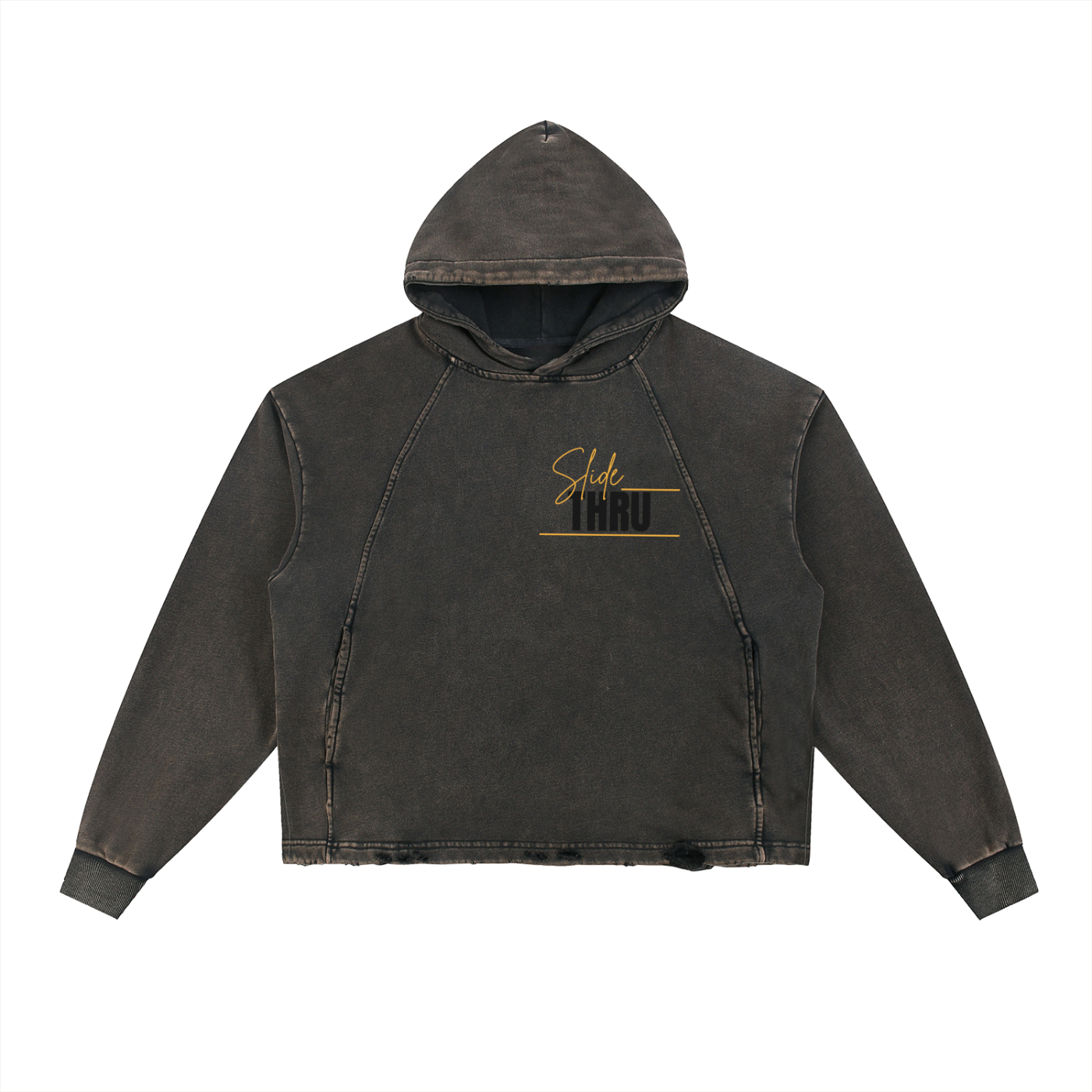 Vintage Washed Frayed-Hem Hoodie