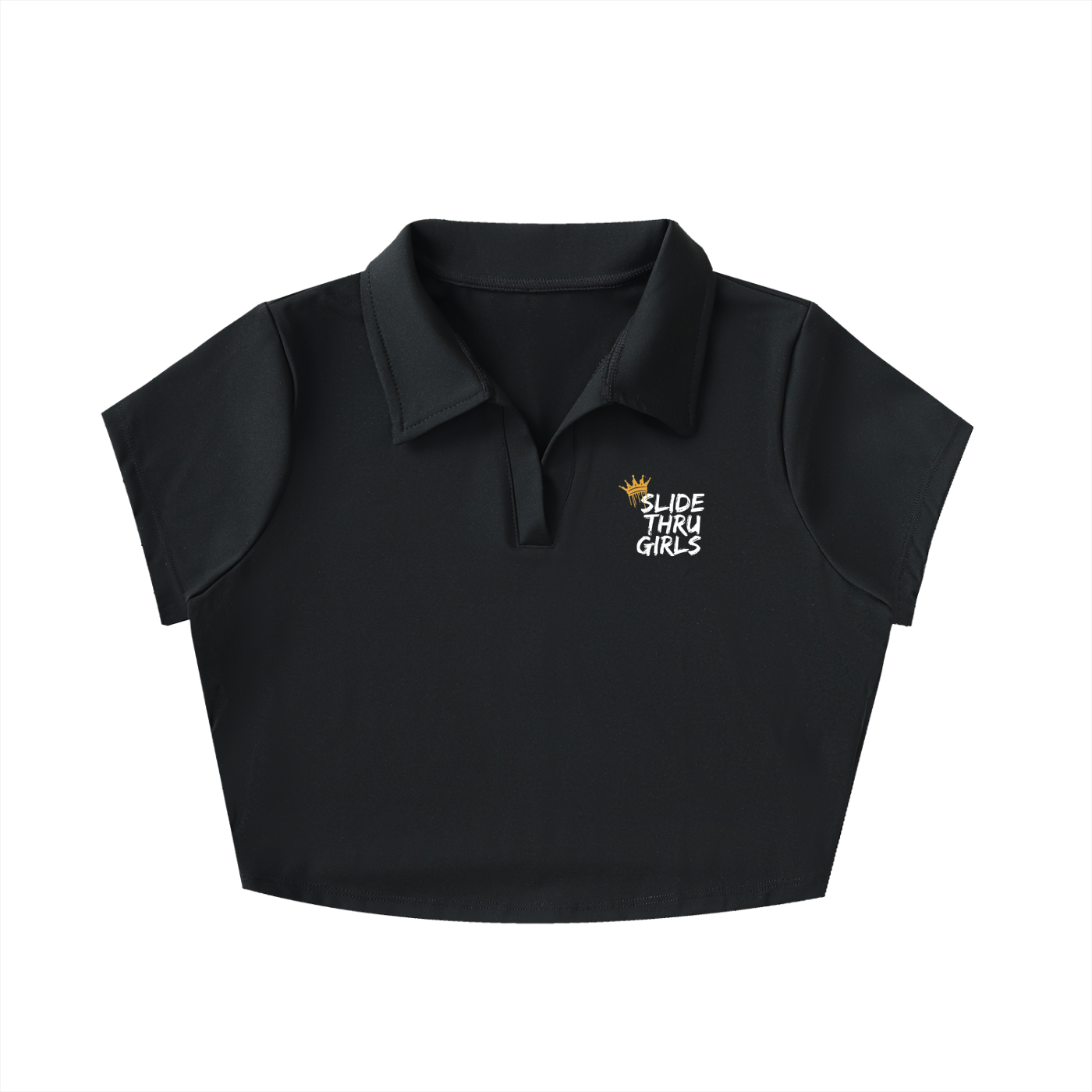 V-Neck Lapel Crop Top