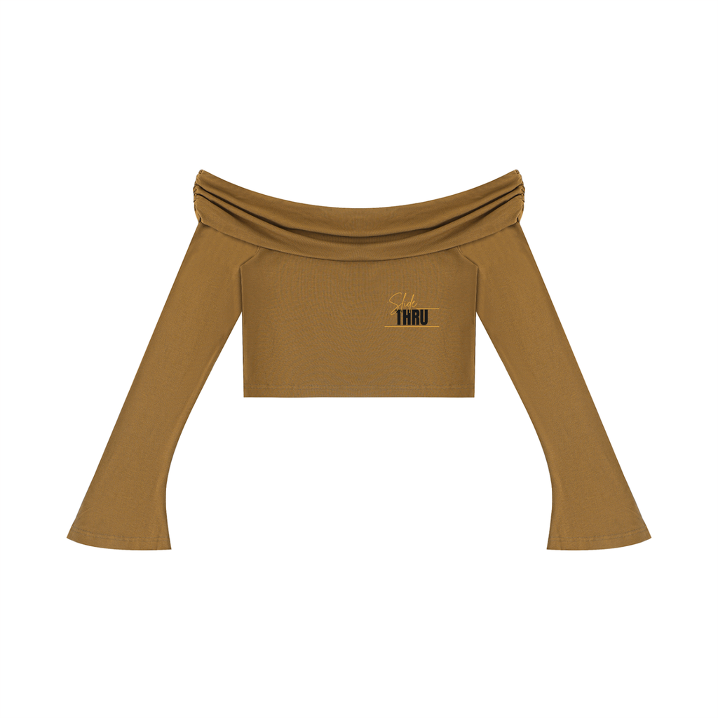 Women's Off-the-Shoulder Bell Sleeve Crop T-Shirt