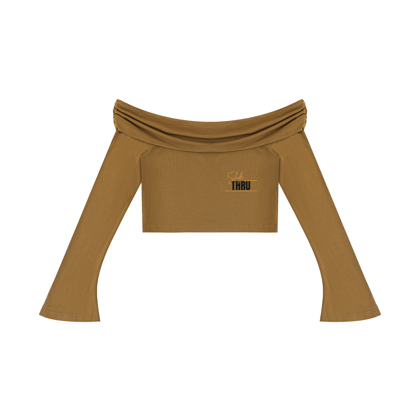 Women's Off-the-Shoulder Bell Sleeve Crop T-Shirt