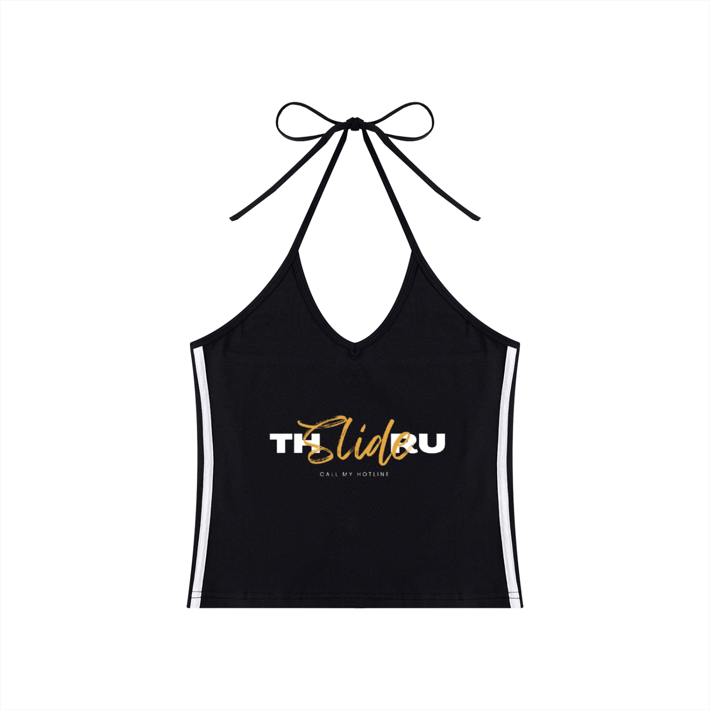Women's Color Block Halter Crop Tank Top