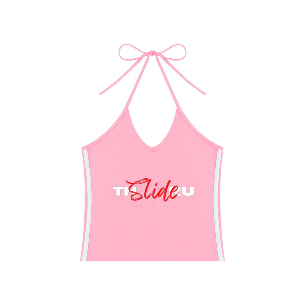 Women's Color Block Halter Crop Tank Top