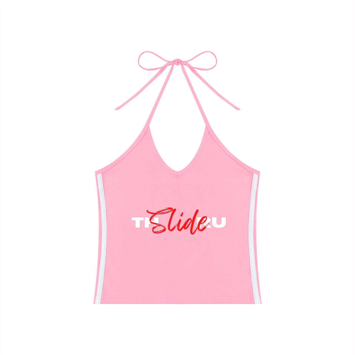 Women's Color Block Halter Crop Tank Top