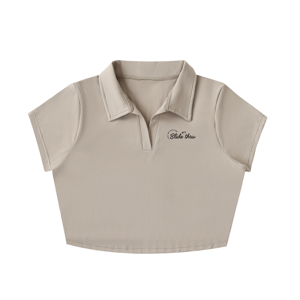 V-Neck Lapel Crop Top