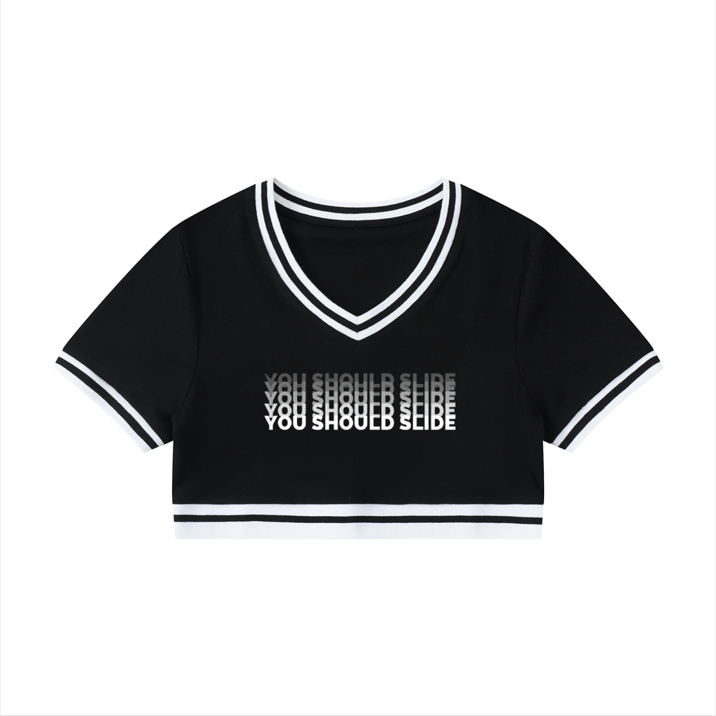 Women's Color Block V-Neck Crop T-Shirt