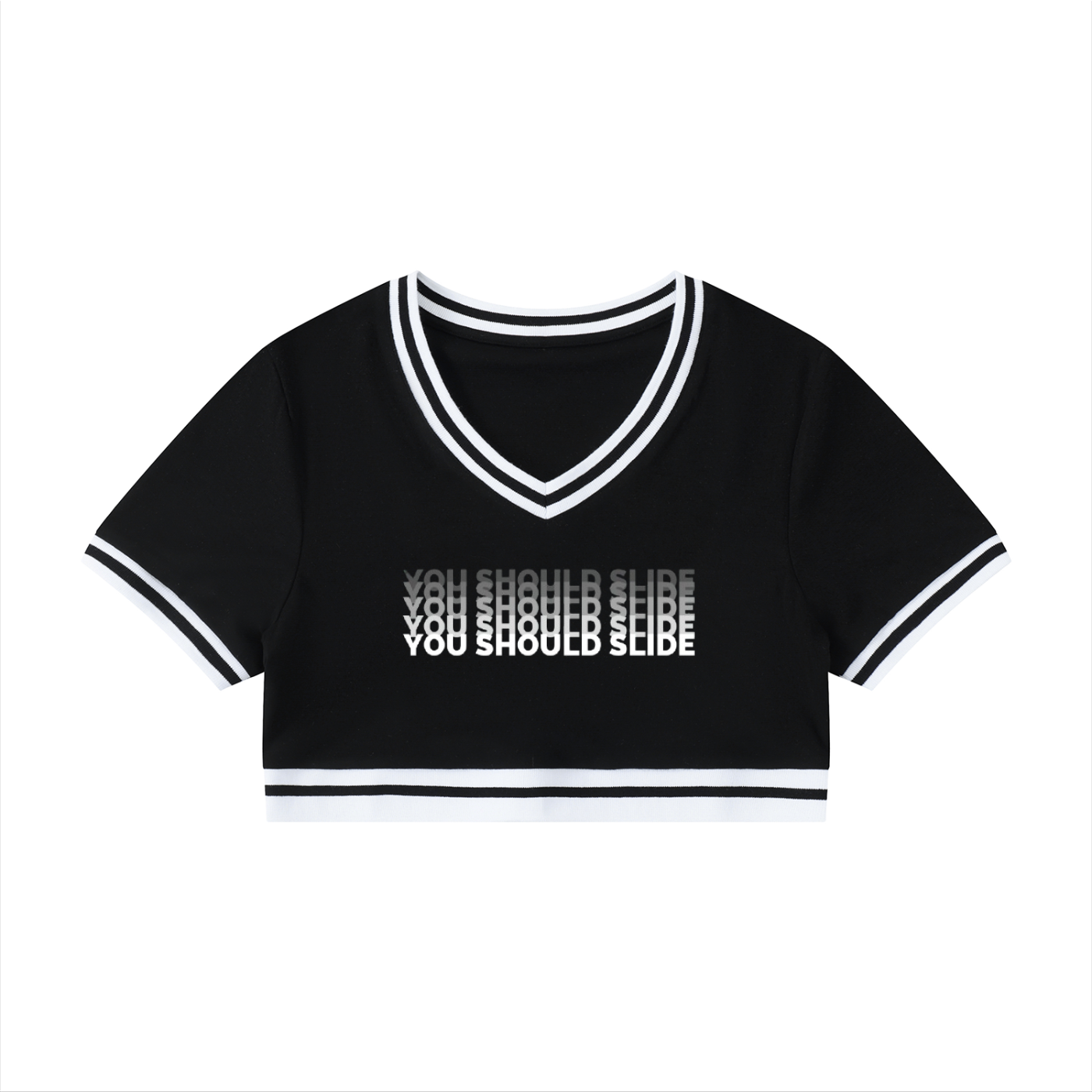 Women's Color Block V-Neck Crop T-Shirt
