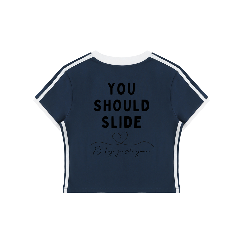 Women's Retro Binding V-Neck Crop T-Shirt