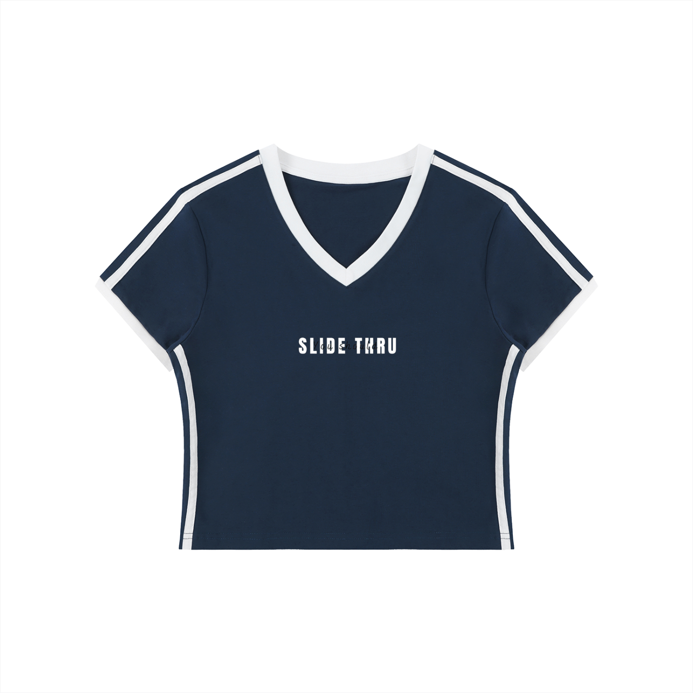 Women's Retro Binding V-Neck Crop T-Shirt
