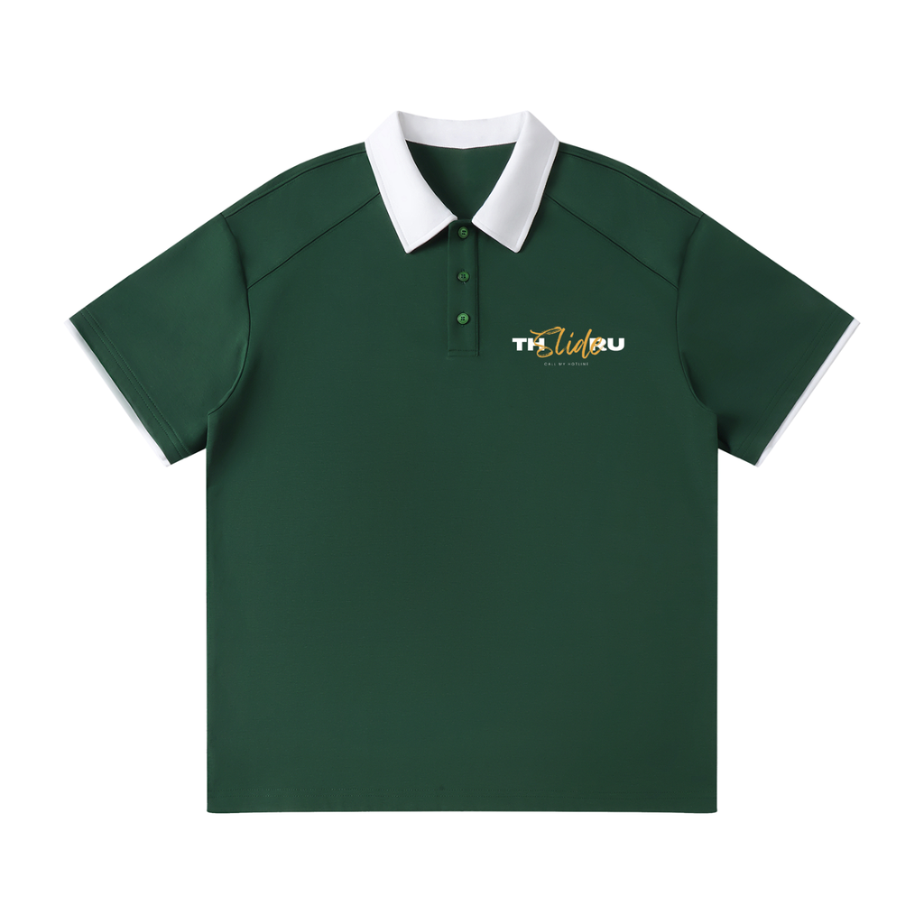 Contrast Collar Raglan Polo Shirt