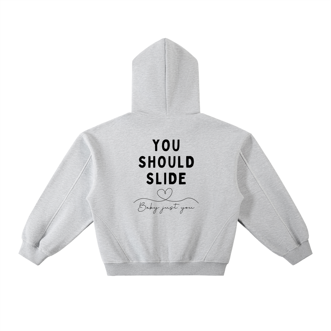 Contrast-Stitched Boxy Fleece Hoodie