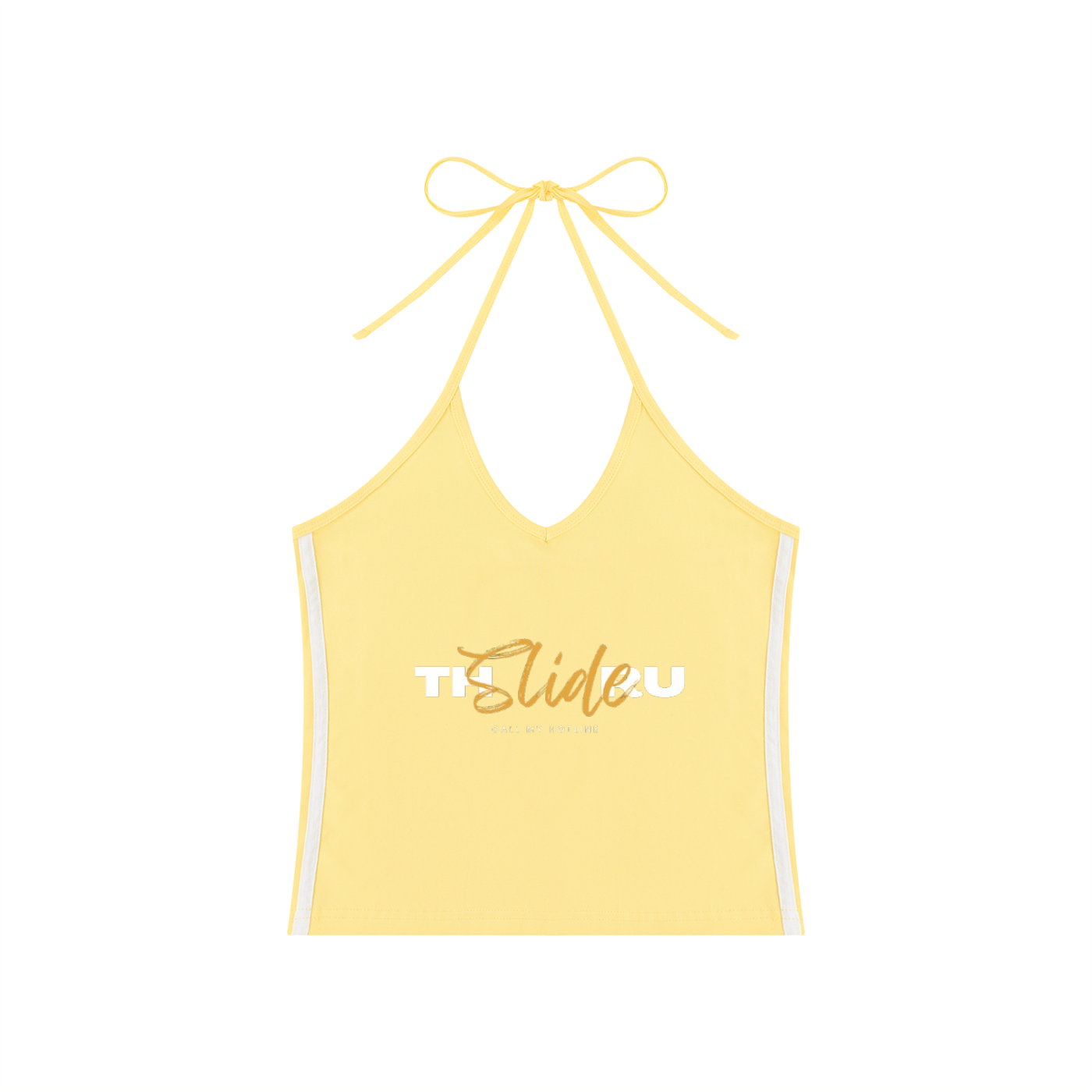 Women's Color Block Halter Crop Tank Top