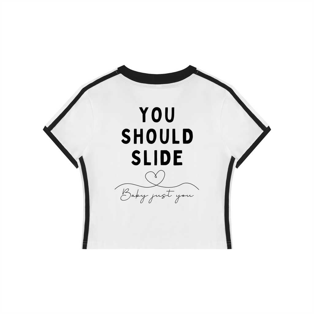 Women's Retro Binding V-Neck Crop T-Shirt