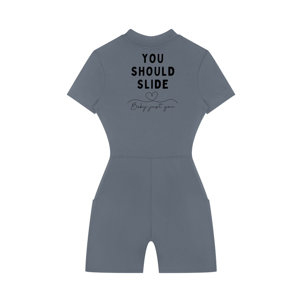 Women's Quarter-Zip Short Sleeve Romper