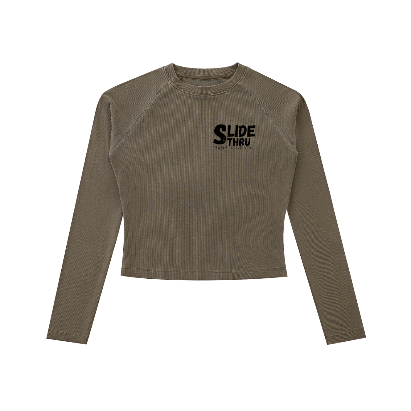 Dyed Washed Raglan Long Sleeve Slim T-Shirt