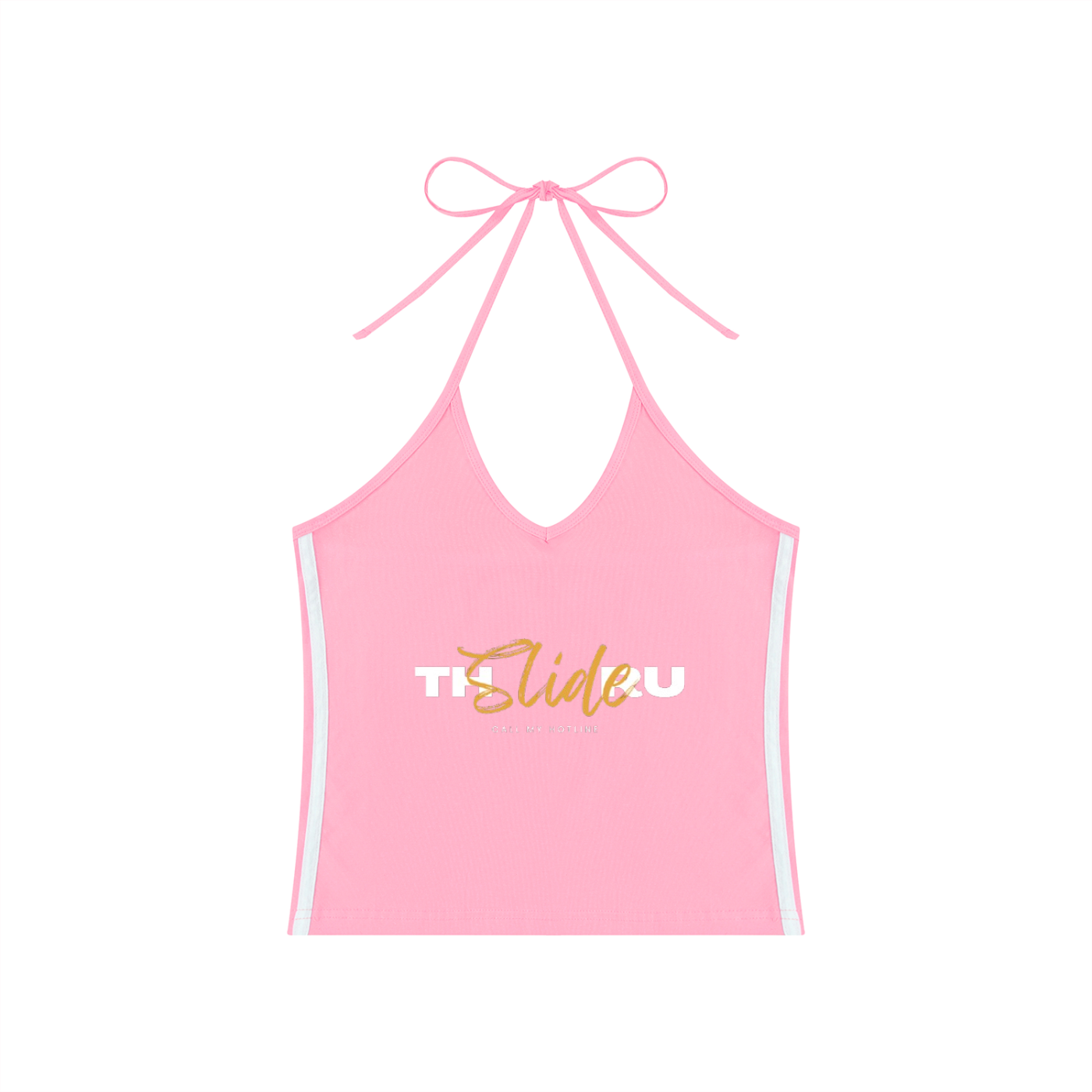 Women's Color Block Halter Crop Tank Top