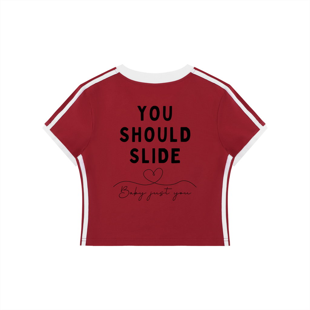 Women's Retro Binding V-Neck Crop T-Shirt