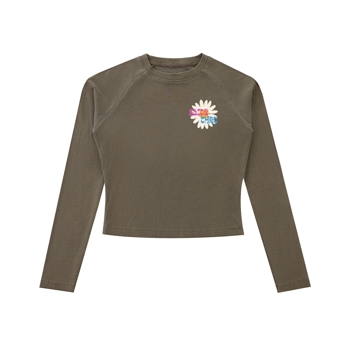 Dyed Washed Raglan Long Sleeve Slim T-Shirt