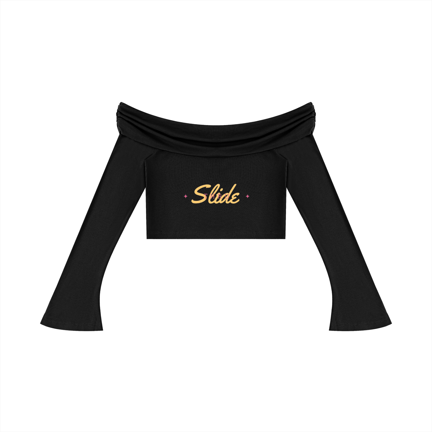 Women's Off-the-Shoulder Bell Sleeve Crop T-Shirt