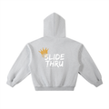 Contrast-Stitched Boxy Fleece Hoodie