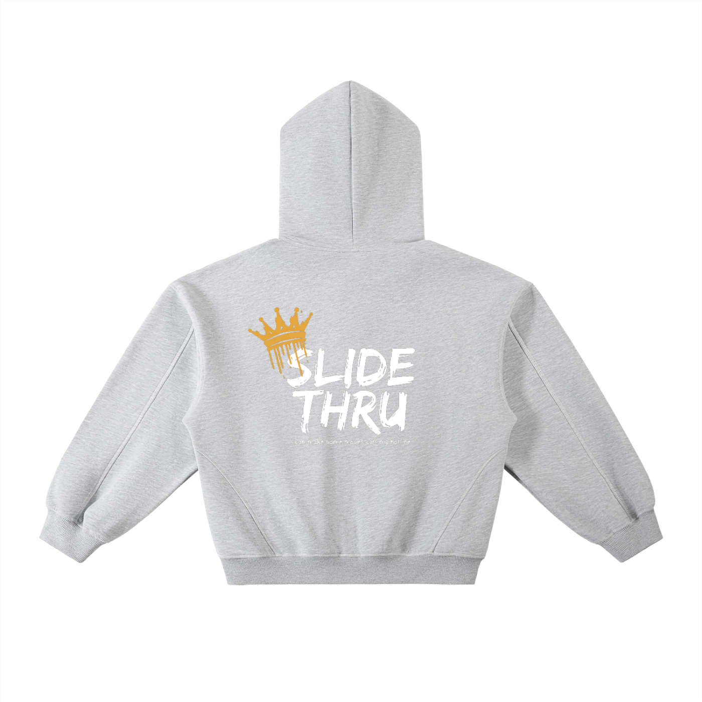 Contrast-Stitched Boxy Fleece Hoodie