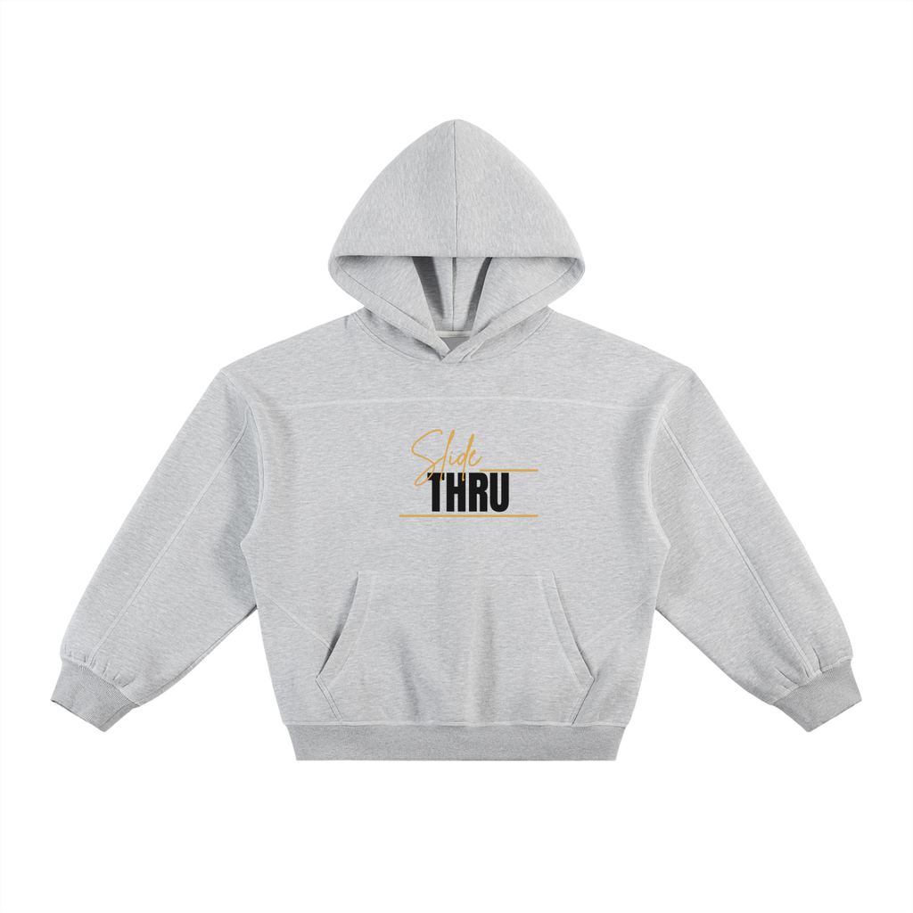 Contrast-Stitched Boxy Fleece Hoodie