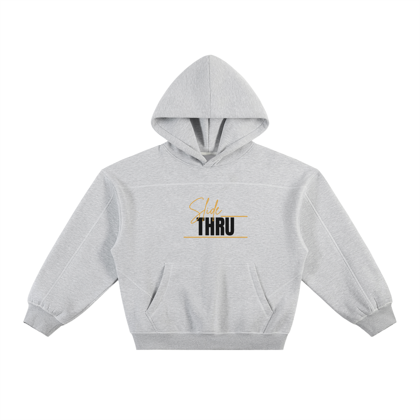 Contrast-Stitched Boxy Fleece Hoodie