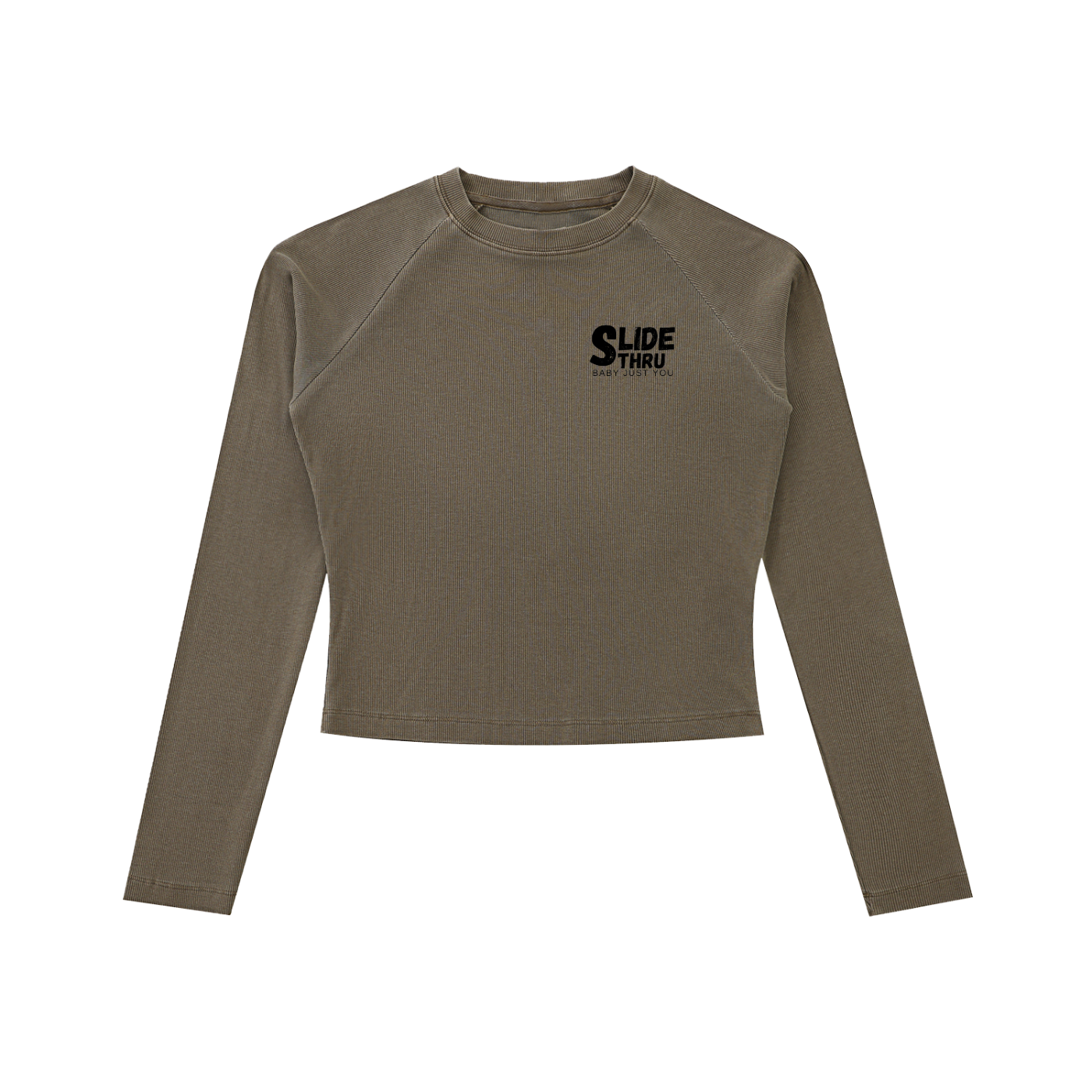 Dyed Washed Raglan Long Sleeve Slim T-Shirt