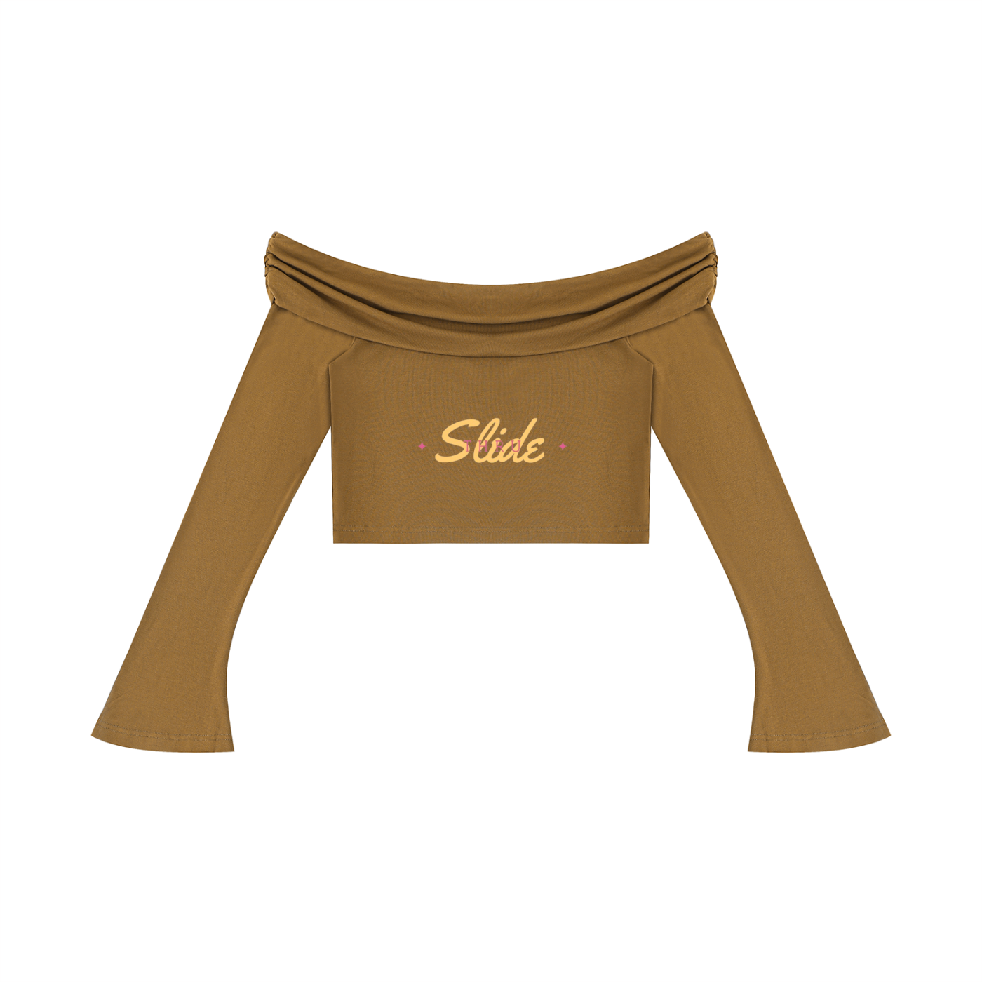 Women's Off-the-Shoulder Bell Sleeve Crop T-Shirt