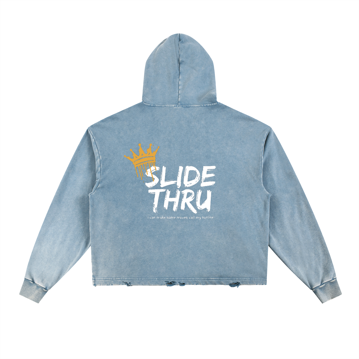 Vintage Washed Frayed-Hem Hoodie