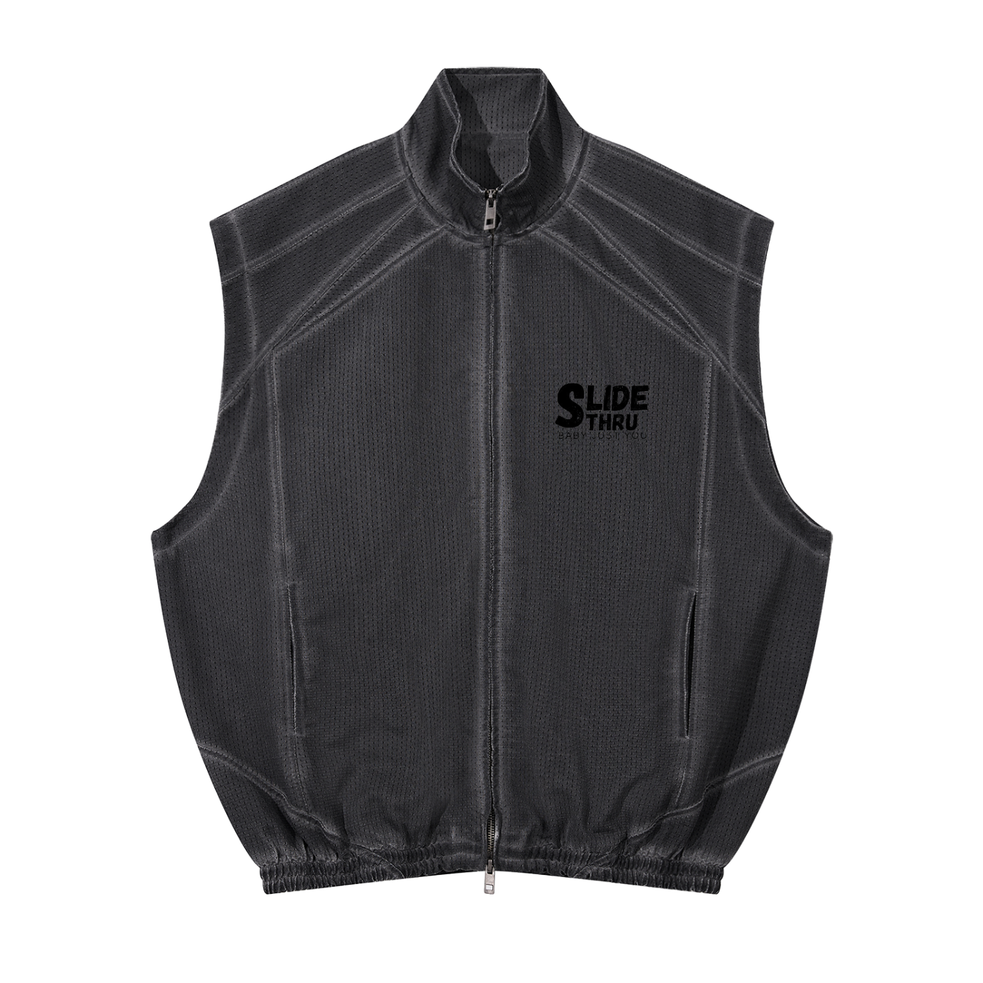 Unisex Vintage Wash Mesh Full-Zip Vest