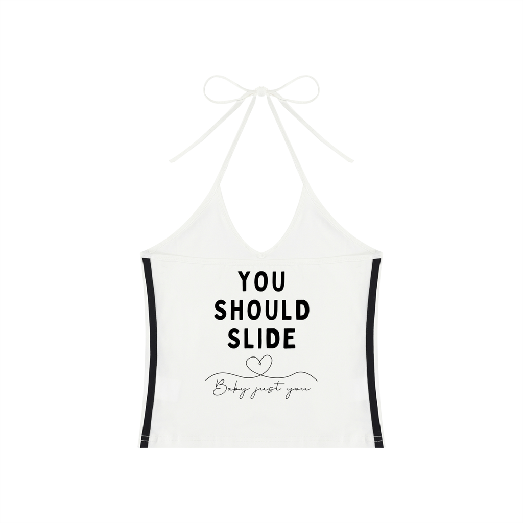 Women's Color Block Halter Crop Tank Top