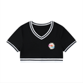 Women's Color Block V-Neck Crop T-Shirt