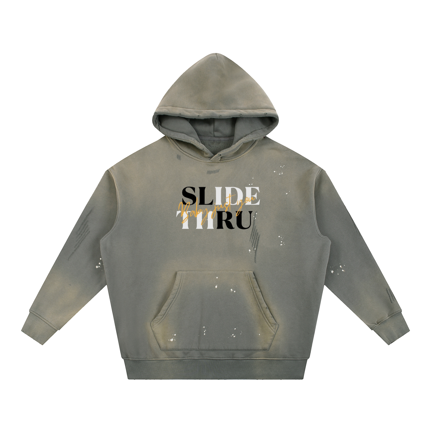 Vintage Washed Frayed Fleece Hoodie