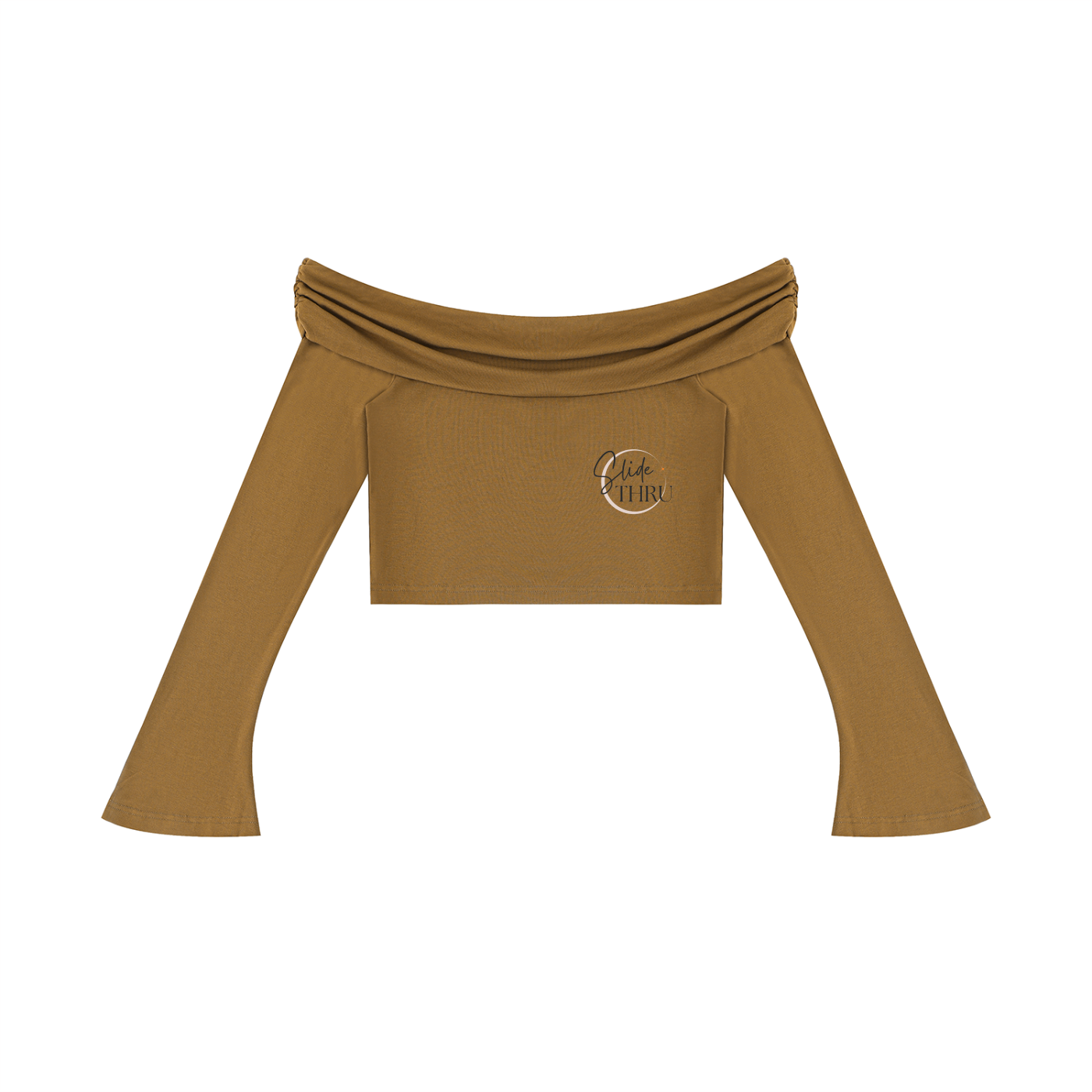 Women's Off-the-Shoulder Bell Sleeve Crop T-Shirt