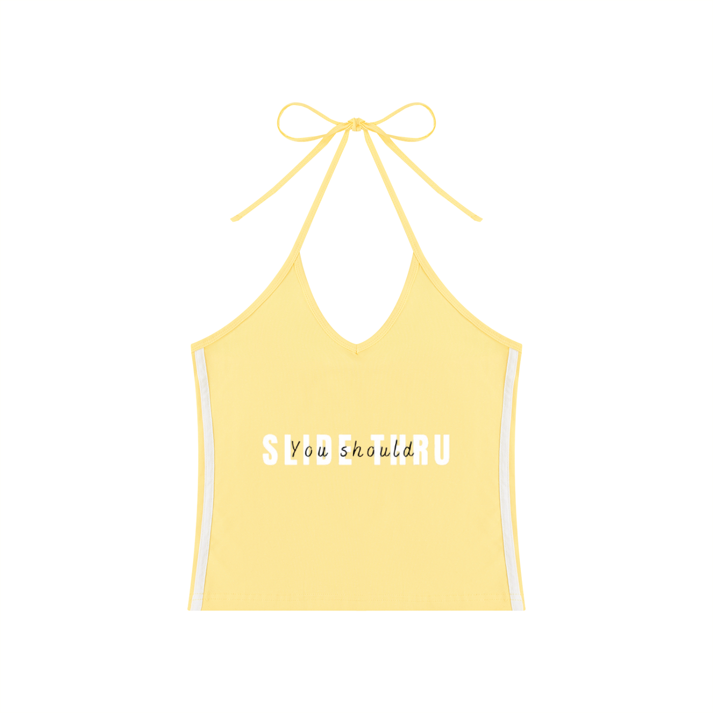 Women's Color Block Halter Crop Tank Top