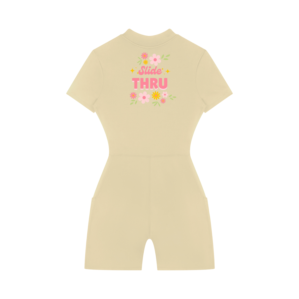 Women's Quarter-Zip Short Sleeve Romper