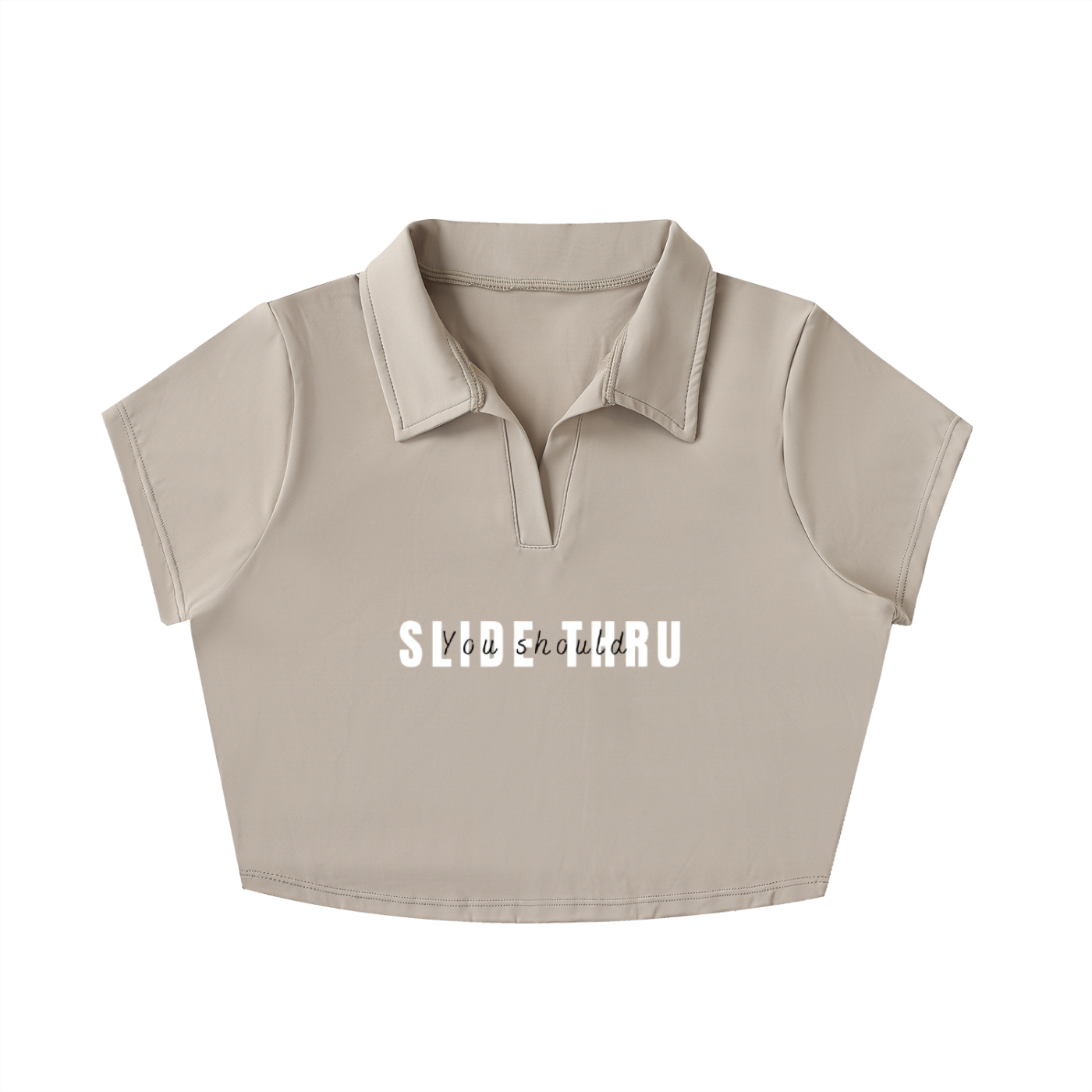 V-Neck Lapel Crop Top