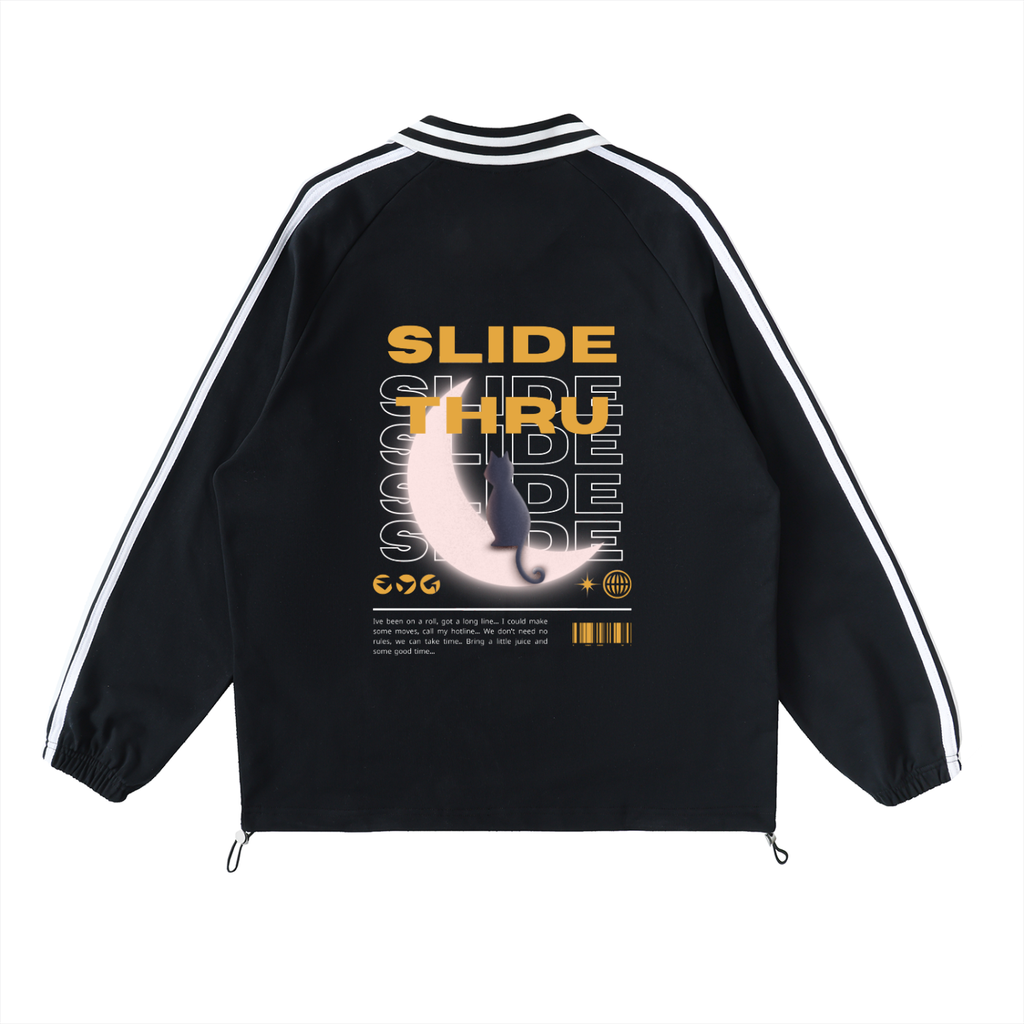 Contrast Striped Lapel Collar Sweatshirt