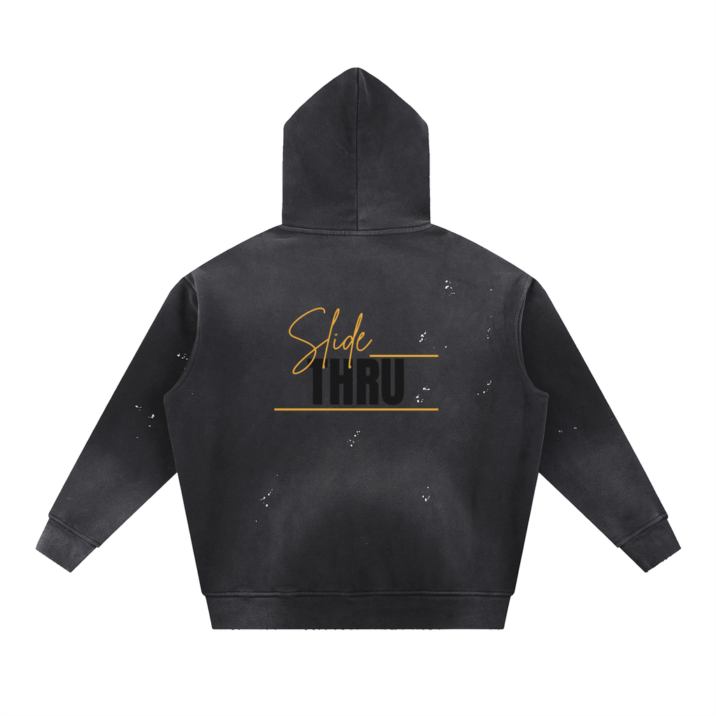 Vintage Washed Frayed Fleece Hoodie