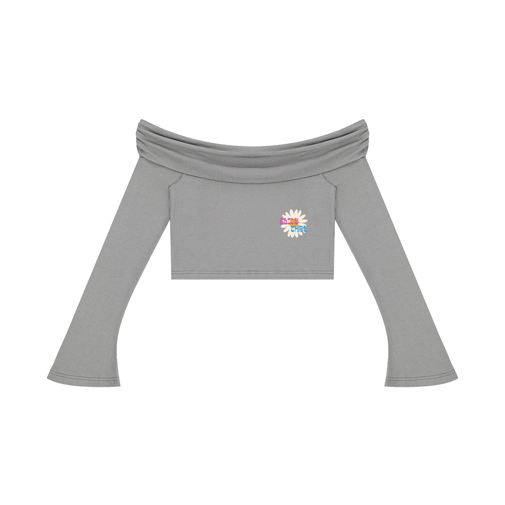 Women's Off-the-Shoulder Bell Sleeve Crop T-Shirt