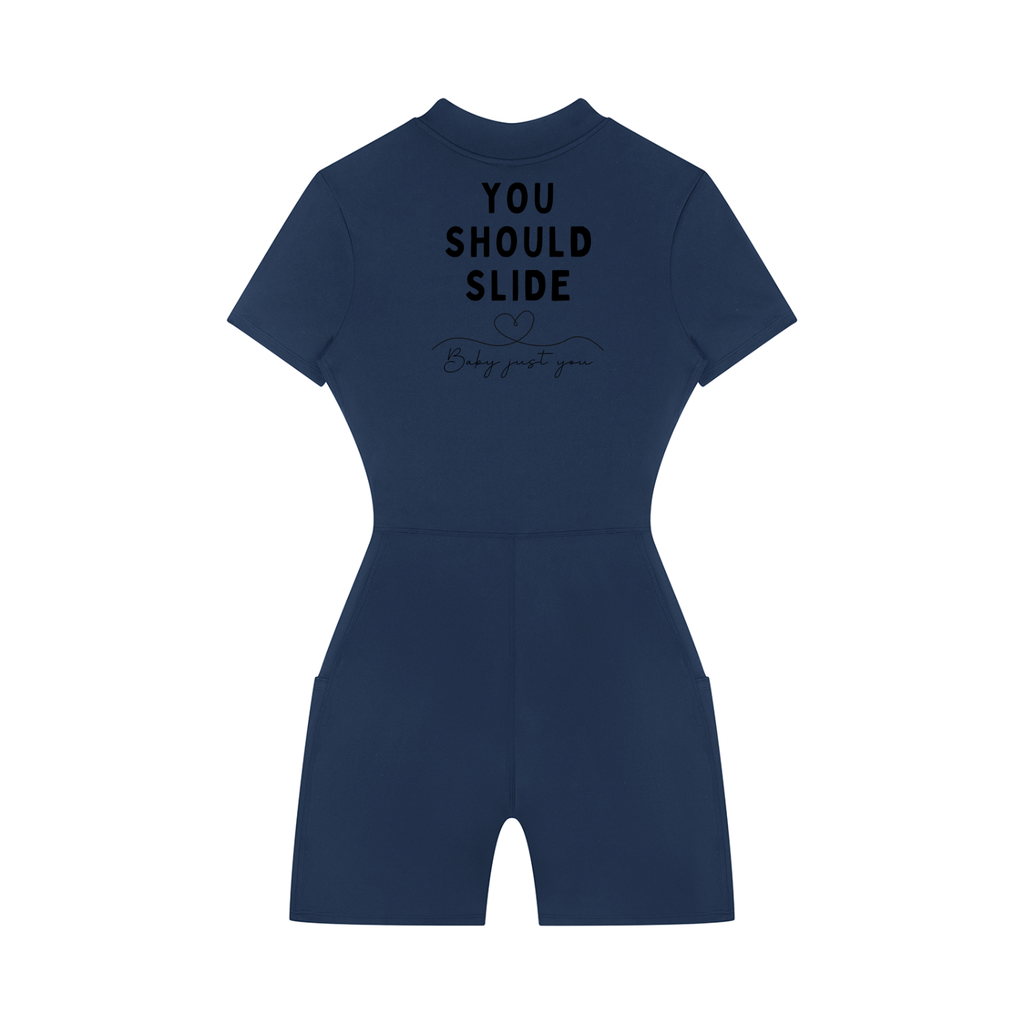 Women's Quarter-Zip Short Sleeve Romper