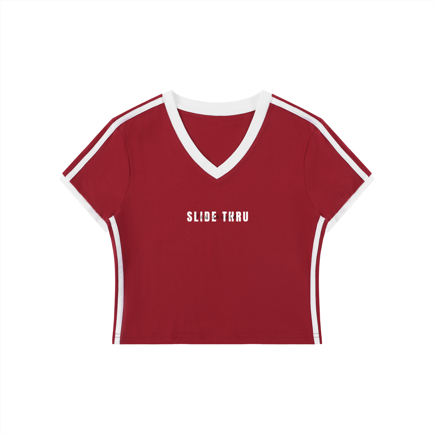 Women's Retro Binding V-Neck Crop T-Shirt