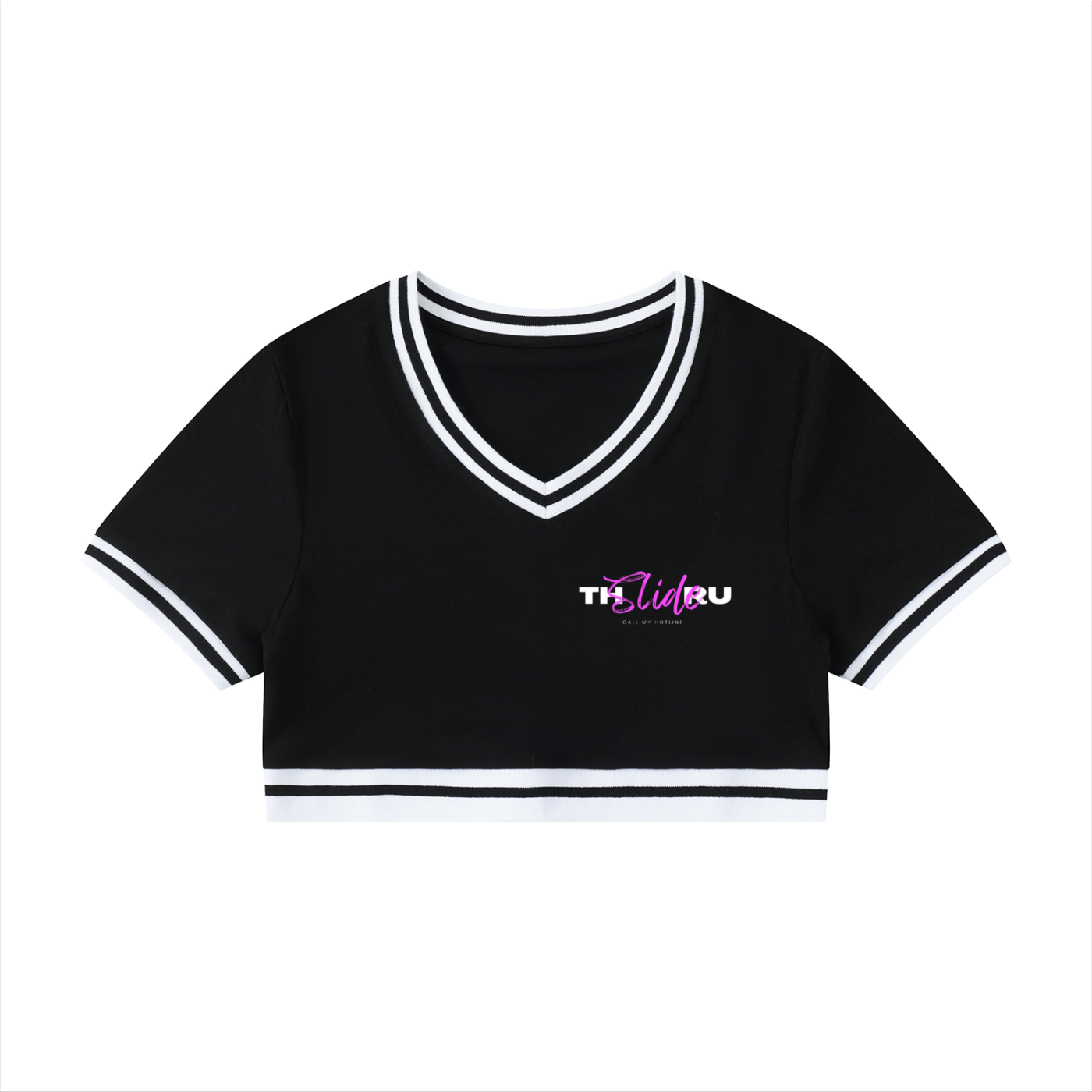 Women's Color Block V-Neck Crop T-Shirt