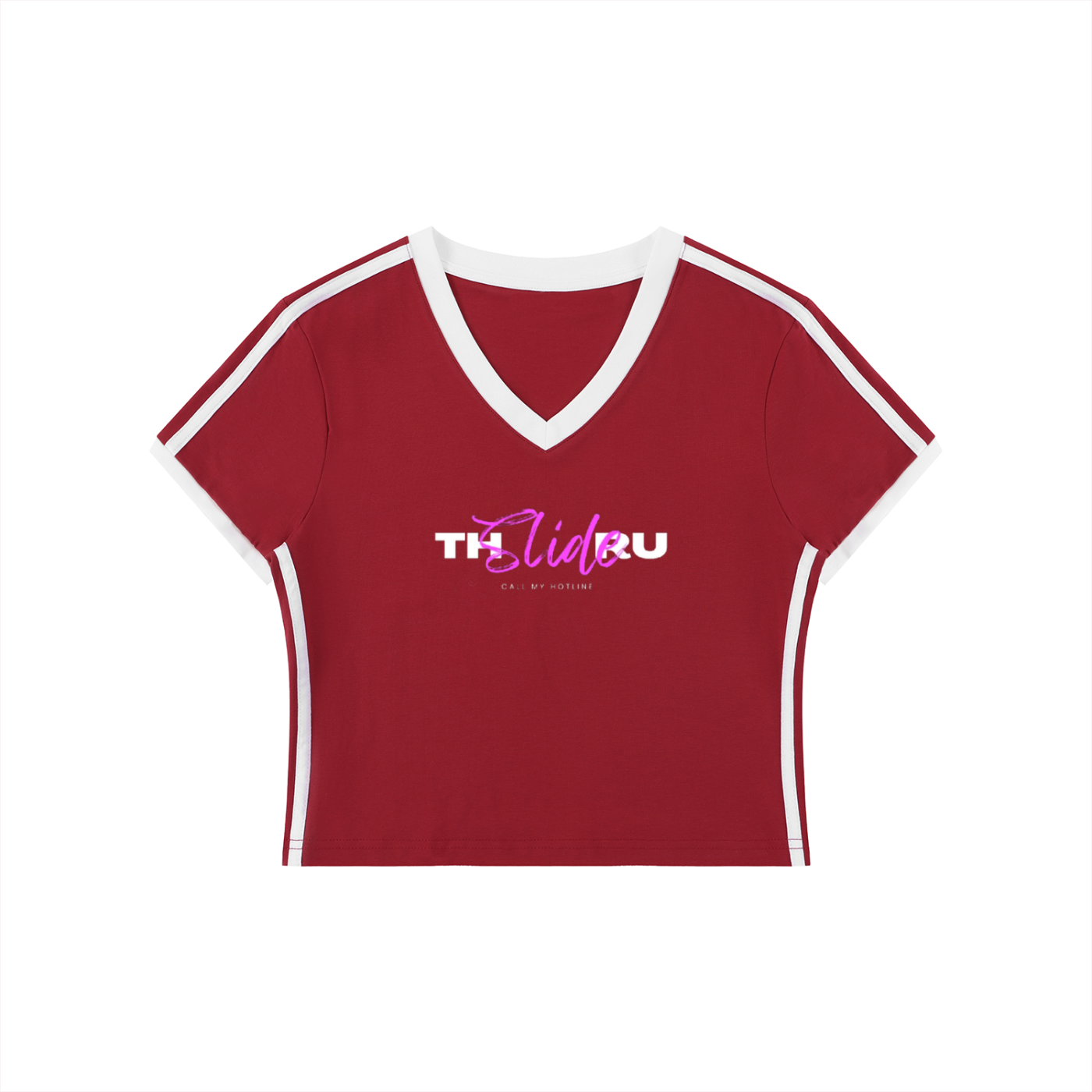 Women's Retro Binding V-Neck Crop T-Shirt