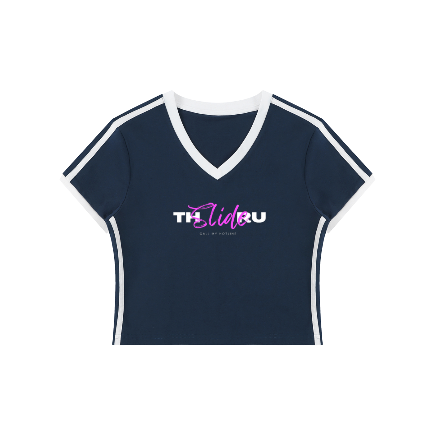 Women's Retro Binding V-Neck Crop T-Shirt