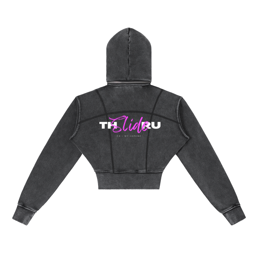 Vintage Washed Cropped Fleece Hoodie