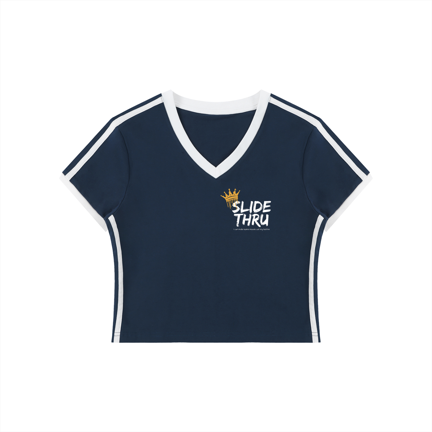 Women's Retro Binding V-Neck Crop T-Shirt