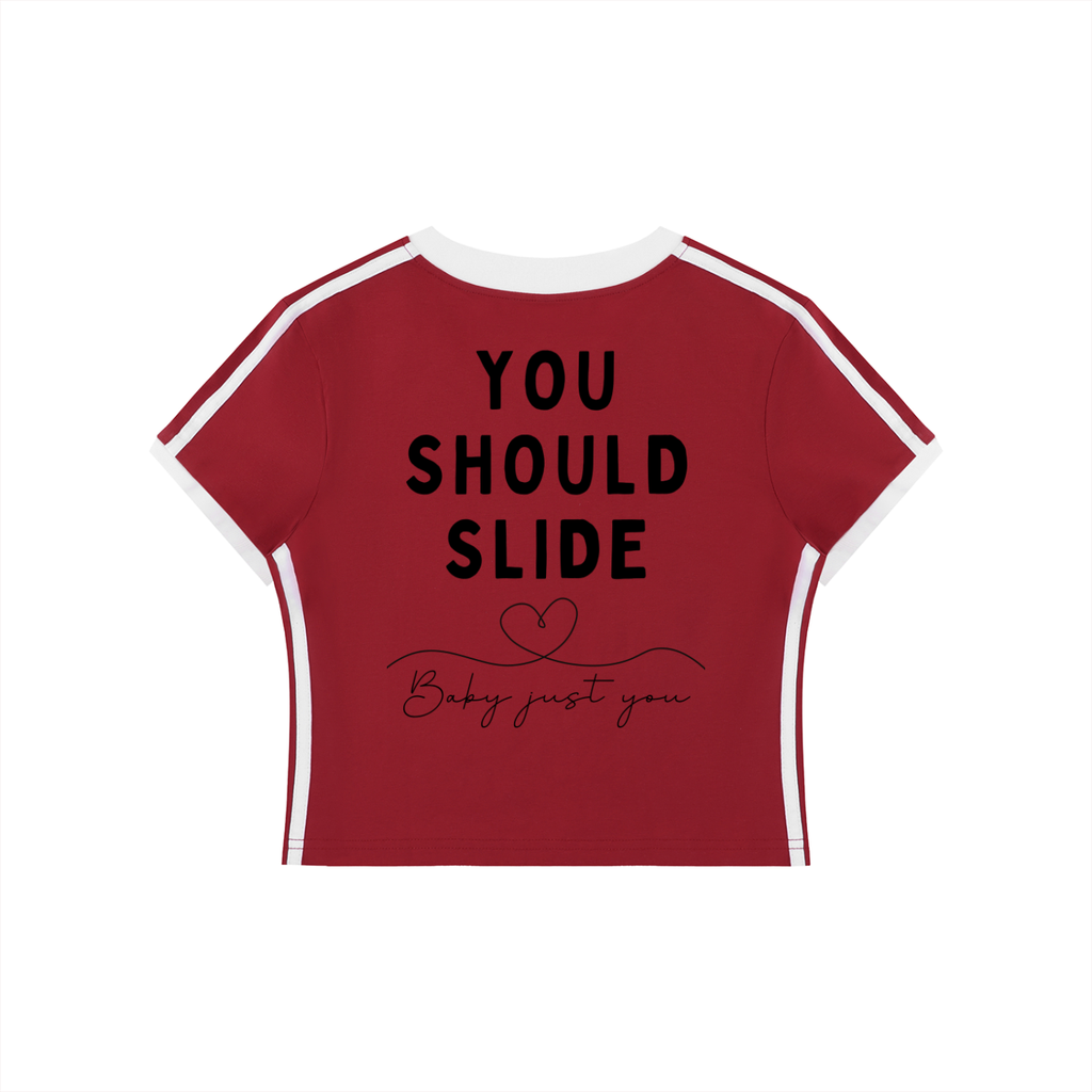 Women's Retro Binding V-Neck Crop T-Shirt