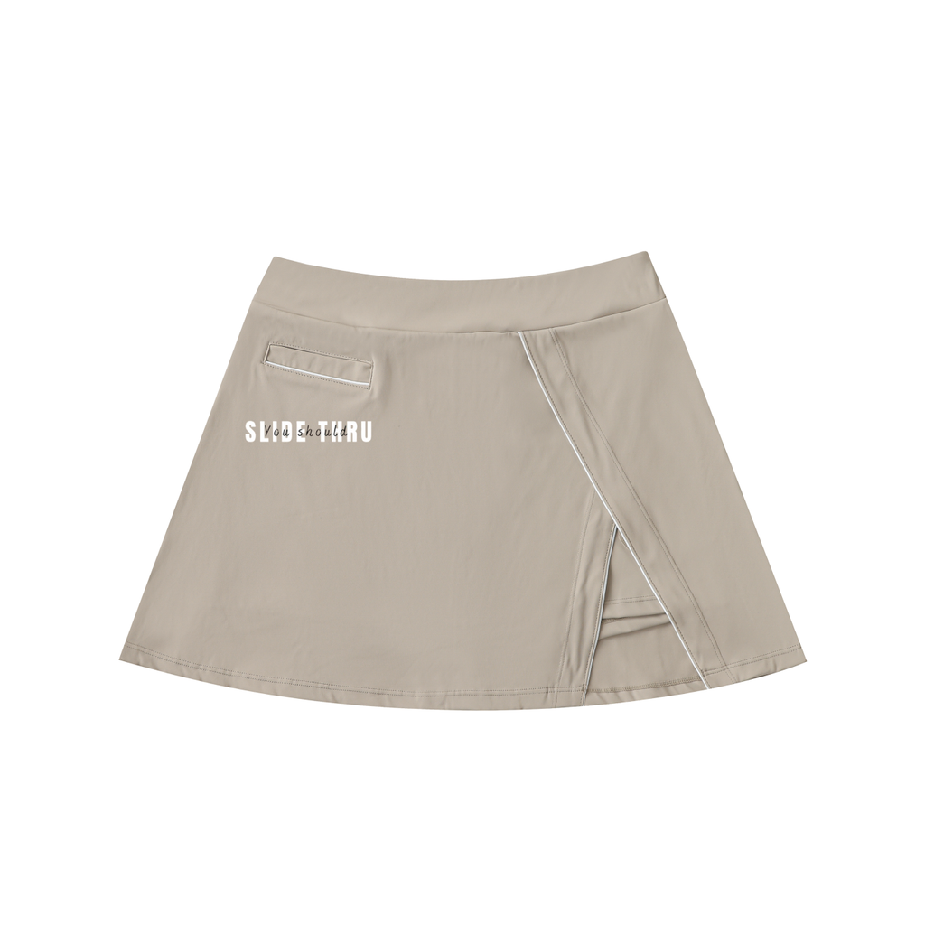 High-Waist Pocketed A-Line Skirt